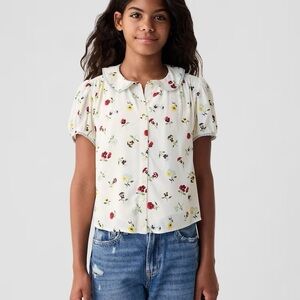 Doen for GAP kids Cream Floral Puff Sleeve Blouse